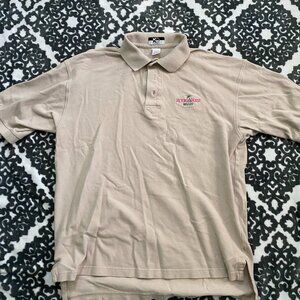 KC Sport Mens 100% cotton button up shirt size large beige color